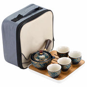 Buddha Stones Chinese Gongfu Tea Set Design Ceramic Teapot Portable Gift Bag