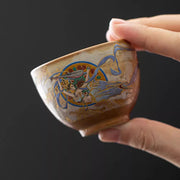 Buddha Stones Dunhuang Flying Apsaras Ceramic Gaiwan Sancai Teacup Kung Fu Tea Cup With Lid