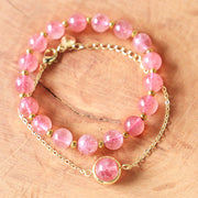 Buddha Stones Sun Stone Strawberry Quartz Crystal Positive Bracelet Bracelet BS Strawberry Quartz