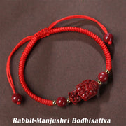 Buddha Stones Chinese Zodiac Natal Buddha Cinnabar Amulet Blessing String Bracelet