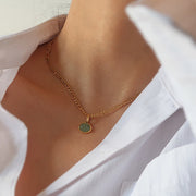 Buddha Stones Oval Turquoise Strength Titanium Steel Necklace Pendant Necklaces & Pendants BS 3