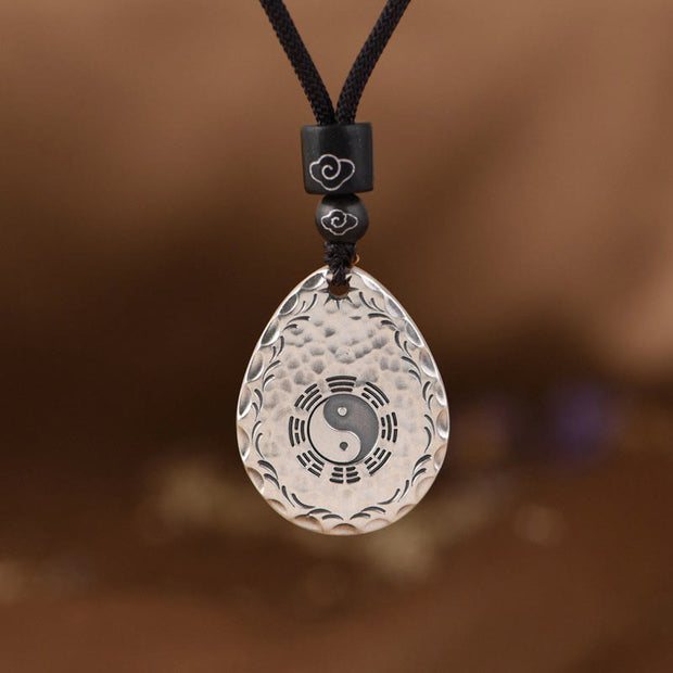 Buddha Stones Vintage 999 Sterling Silver Yin Yang Bagua Water Drop Design Balance Harmony Necklace Pendant Necklaces & Pendants BS 999 Sterling Silver