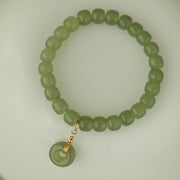 Buddha Stones Natural Hetian Jade Peace Buckle Prosperity Luck Bracelet Bracelet BS Jade(Prosperity♥Abundance)