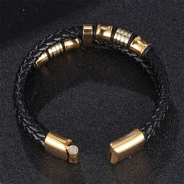 Buddha Stones Layered Leather Weave Fortune Bracelet Bracelet BS 11