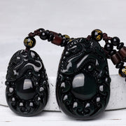 Buddha Stones Tibetan Positive Rainbow Obsidian PiXiu Necklace Necklace BS 7