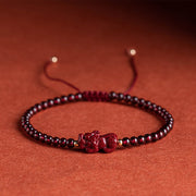 Buddha Stones Cinnabar PiXiu Blessing Calm String Bracelet Bracelet BS Pixiu(Wrist Circumference 14-19cm)