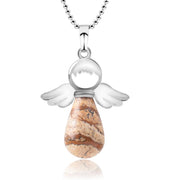 Buddha Stones Little Angel Wings Natural Crystal Luck Necklace Pendant Necklaces & Pendants BS Picture Jasper