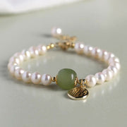 Buddha Stones Natural Pearl Hetian Jade Happiness Healing Bead Bracelet Bracelet BS Pearl(Healing♥Wisdom)