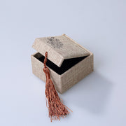 Buddha Stones Lotus Pattern Jewelry Storage Box Gift Box Tassels Decorations BS Ring Box (60*68*38mm)