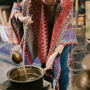 Buddha Stones Tibetan Shawl Knitting Warm Cloak Tibetan Tassel Scarf Tibetan Shawl BS 8
