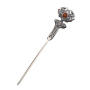 Buddha Stones Red Agate Peony Flower Confidence Hairpin