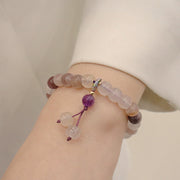 Buddha Stones Natural Purple Golden Silk Jade Violet Flower Bead Charm Wealth Bracelet Bracelet BS 10