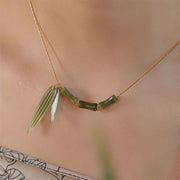 Buddha Stones Bamboo Leaf Jade Design Wealth Necklace Pendant Necklaces & Pendants BS Jade(Prosperity♥Abundance)