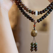 Buddha Stones 108 Mala Beads Dunhuang Color Bodhi Seed Dzi Bead Keep Away Evil Spirits Bracelet Mala Bracelet BS 2