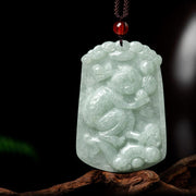 Buddha Stones Natural Jade 12 Chinese Zodiac Abundance Amulet Pendant Necklace Necklaces & Pendants BS Monkey