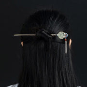 Buddha Stones Jade Lotus Hairpin Tassel Prosperity Decoration Decorations BS 3