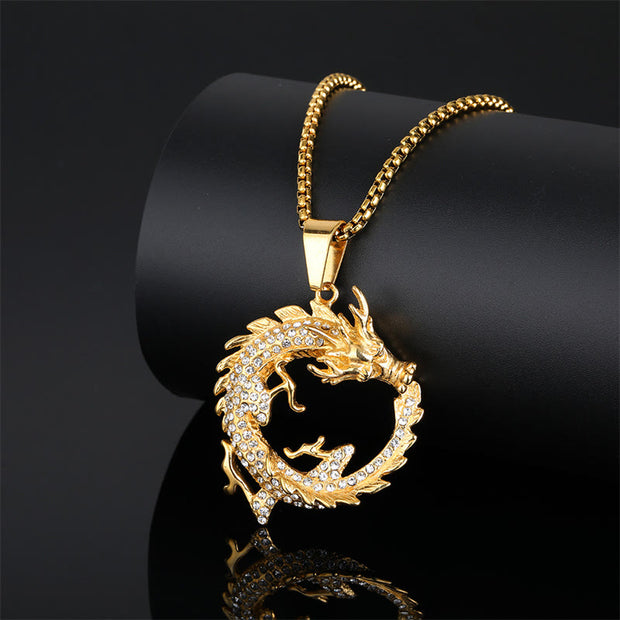 Buddha Stones Chinese Zodiac Dragon Pattern Success Necklace Pendant Necklaces & Pendants BS 1