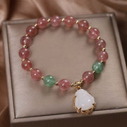Buddha Stones Natural Strawberry Quartz Jade Protection Healing Bracelet Bracelet BS 2
