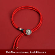 Buddha Stones 925 Sterling Silver Chinese Zodiac Luck Braided Red String Double Layer Bracelet