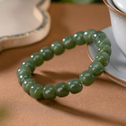 Buddha Stones Natural Cyan Jade Bead Luck Harmony Bracelet Bracelet BS 4