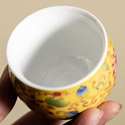 Buddha Stones Lotus Flower Pod Pattern Ceramic Teacup Kung Fu Tea Cup 80ml Cup BS 5