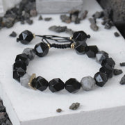 Buddha Stones Black Obsidian Black Glitter Stone Purification Bracelet