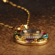 Buddha Stones Colorful Zircon Copper Wealth Luck Rotation Bracelet Necklace Pendant Bracelet Necklaces & Pendants BS 5