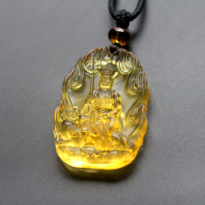 Buddha Stones Ksitigarbha Buddha Liuli Crystal Serenity Amulet Necklace Pendant Necklaces & Pendants BS Yellow Ksitigarbha