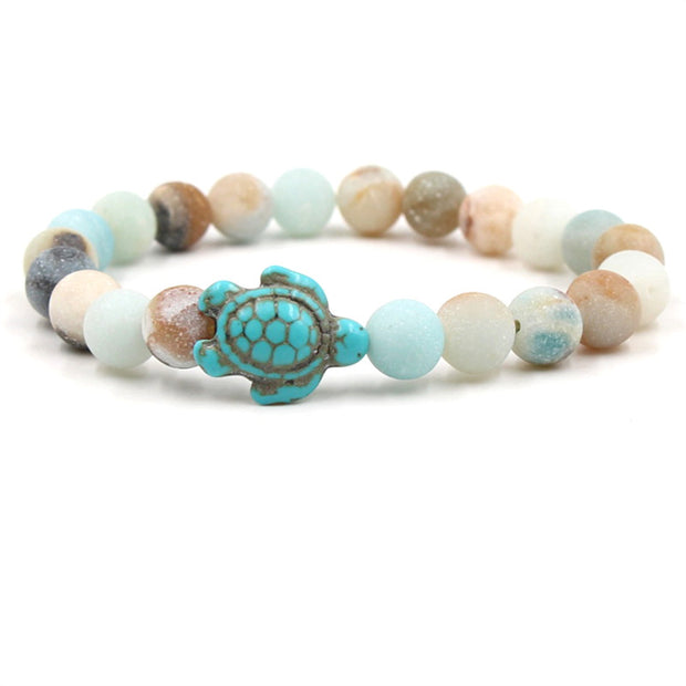 Buddha Stones Natural Stone Sea Turtle Turquoise Blessing Bracelet Bracelet BS Amazonite