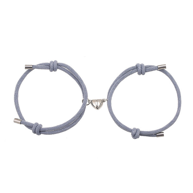 2Pcs Love Magnetic Couple String Strength Bracelet Bracelet BS Gray