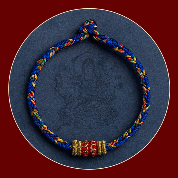 Buddha Stones Tibet Handmade Chinese Zodiac Natal Buddha Luck Strength Braided String Bracelet Bracelet BS 5