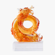 Buddha Stones Year of the Dragon Handmade Chinese Zodiac Yellow Dragon Liuli Crystal Art Piece Protection Home Office Decoration Decorations BS 10