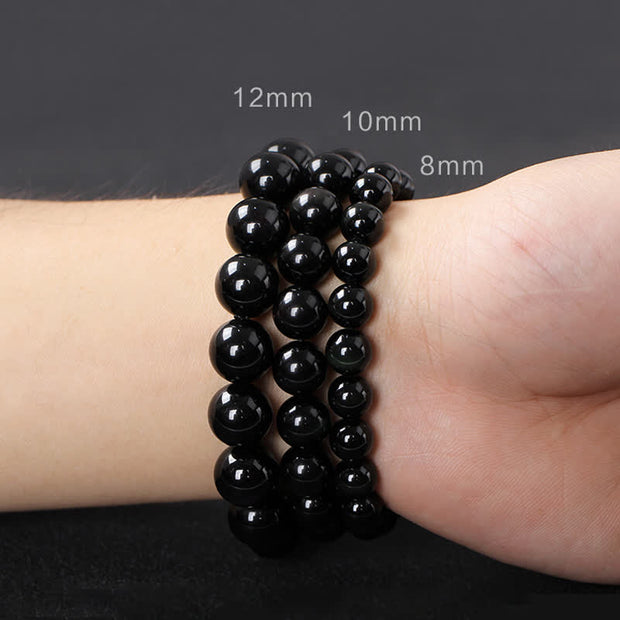 Black Obsidian Ebony Wood Red Tiger Eye Strength Couple Bracelet Bracelet BS 21