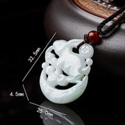 Buddha Stones Year of the Rabbit White Jade Crescent Moon Protection Necklace Pendant Necklaces & Pendants BS 6
