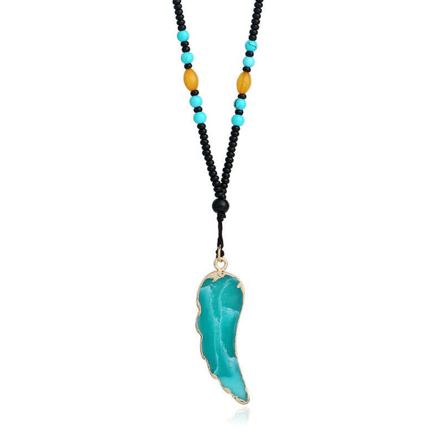 Buddha Stones Ethnic Turquoise Crystal Protection Necklace Pendant Necklaces & Pendants BS Green