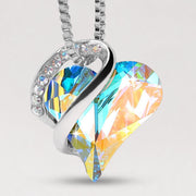 Buddha Stones Love Heart Birthstone Healing Energy Necklace Pendant Necklaces & Pendants BS 04-April-Rainbow Opal White
