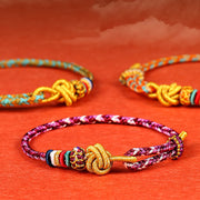Buddha Stones Handmade Dunhuang Colorful Rope Protection Braid String Bracelet
