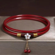 Buddha Stones 2Pcs Cinnabar Flower Blessing Bangle Charm Bracelet Bracelet BS 2
