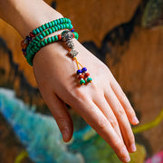 Buddha Stones 108 Mala Beads Tibetan Turquoise Dzi Bead Protection Bracelet Mala Bracelet BS 2