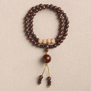 Buddha Stones Sandalwood Small Leaf Red Sandalwood Bodhi Seed Purification Double Wrap Bracelet