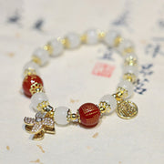Buddha Stones Windmill Chinese Lock Charm Fu Character Blessing Bracelet