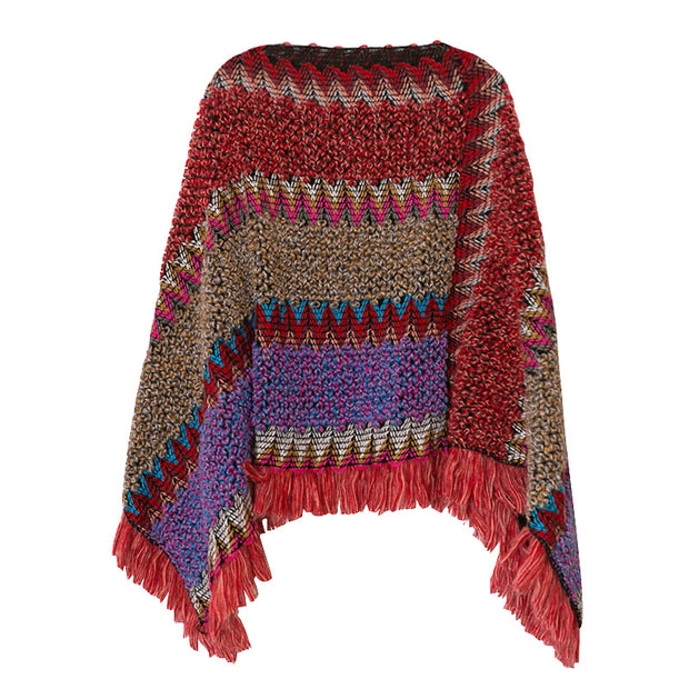 Buddha Stones Tibetan Shawl Knitting Warm Cloak Tibetan Tassel Scarf ...