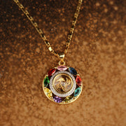 Buddha Stones Colorful Zircon Copper Wealth Luck Rotation Bracelet Necklace Pendant Bracelet Necklaces & Pendants BS 3