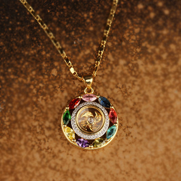 Buddha Stones Colorful Zircon Copper Wealth Luck Rotation Bracelet Necklace Pendant Bracelet Necklaces & Pendants BS 3