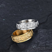 Buddha Stones Om Mani Padme Hum Balance Calm Titanium Steel Ring Rings BS 7