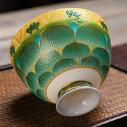 Buddha Stones Lotus Ceramic Teacup Flower Tea Cups 100ml Cup BS 12