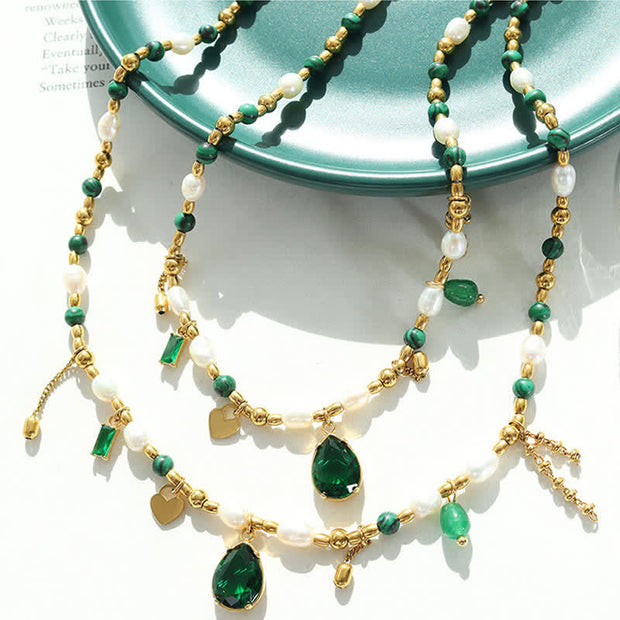 Pearl Bead Zircon Turquoise Calm Necklace Pendant Necklaces & Pendants BS 9