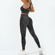 Buddha Stones 2Pcs Seamless Print Fitness Crop Tank Top Pants Sports Gym Outfits Women's Yoga Sets