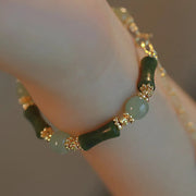 Buddha Stones Glass Bead Bamboo Luck Strength Chain Bracelet