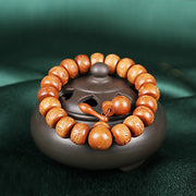 Buddha Stones Natural Tibetan Peach Wood Om Mani Padme Hum Engraved Ward Off Evil Spirits Bracelet